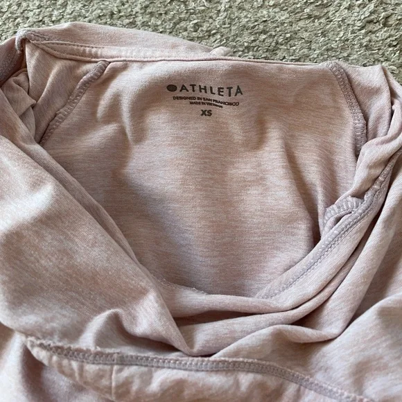 Athleta uptempo lightweight hooded pullover blush pink split sides thumbholes XS - Picture 6 of 6